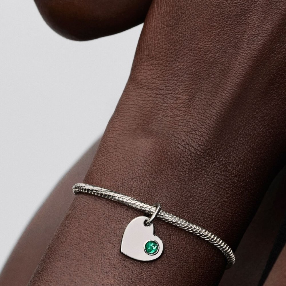 Charm Pendente Cuore con Pietra Azzura Marzo Charm Pendente Cuore con Pietra Azzura Marzo