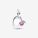 Charm Pendente Cuore con Pietra Rosa Scuro Ottobre Charm Pendente Cuore con Pietra Rosa Scuro Ottobre