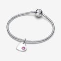 Charm Pendente Cuore con Pietra Rosa Scuro Ottobre Charm Pendente Cuore con Pietra Rosa Scuro Ottobre