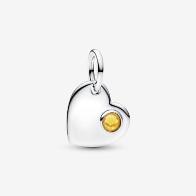 Charm Pendente Cuore con Pietra Miele Novembre