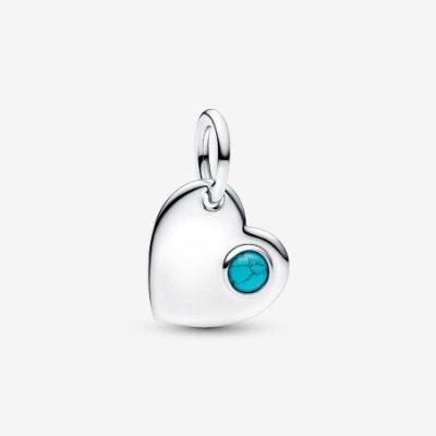 Charm Pendente Cuore con Pietra Turchese Dicembre