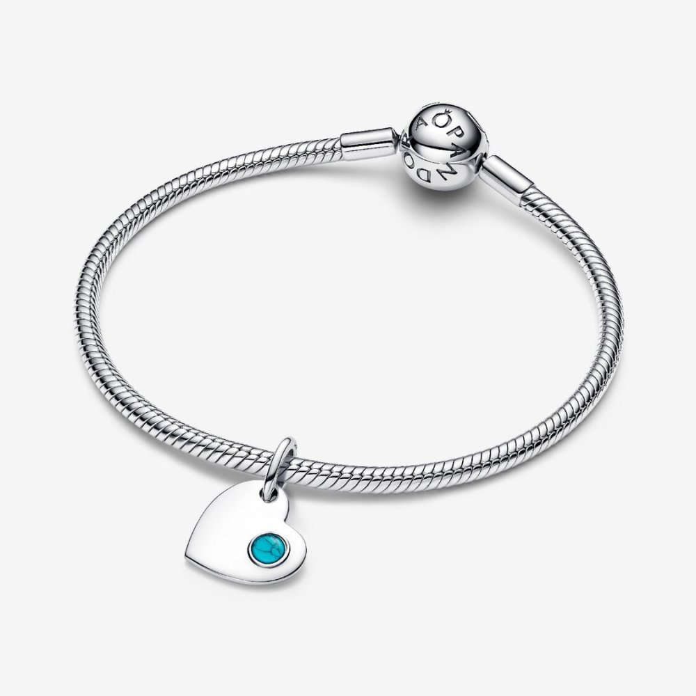 Charm Pendente Cuore con Pietra Turchese Dicembre Charm Pendente Cuore con Pietra Turchese Dicembre
