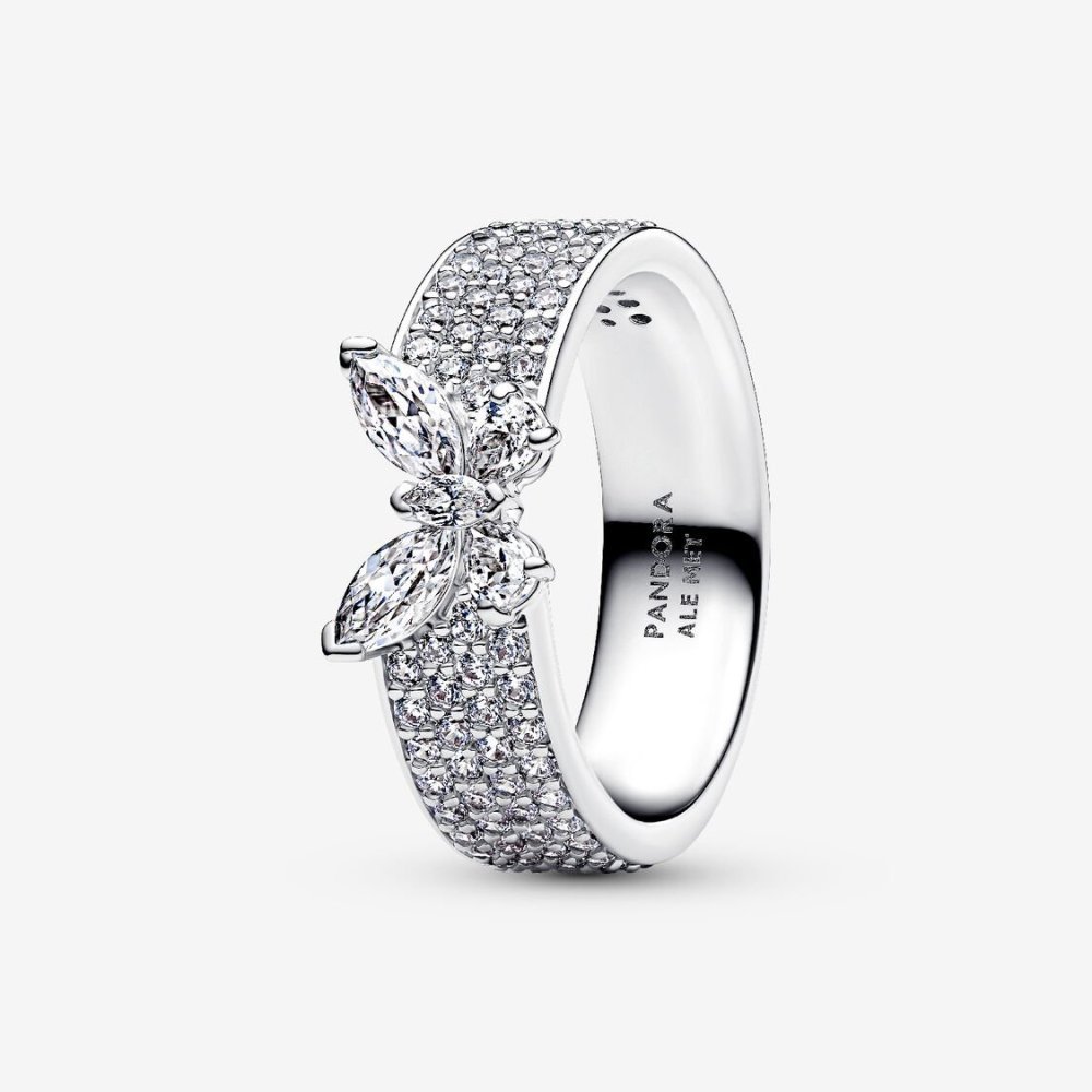 Anello Fascia Pavè con Farfalla Luminosa Anello Fascia Pavè con Farfalla Luminosa
