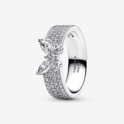 Anello Fascia Pavè con Farfalla Luminosa
