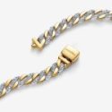Bracciale Catena Maglia Cubana Bicolore con Pavè Bracciale Catena Maglia Cubana Bicolore con Pavè
