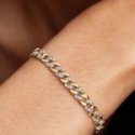 Bracciale Catena Maglia Cubana Bicolore con Pavè Bracciale Catena Maglia Cubana Bicolore con Pavè