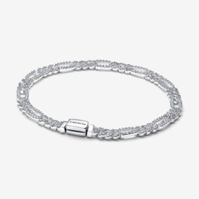 Bracciale Catena Maglia Cubana Pavè con Ovali