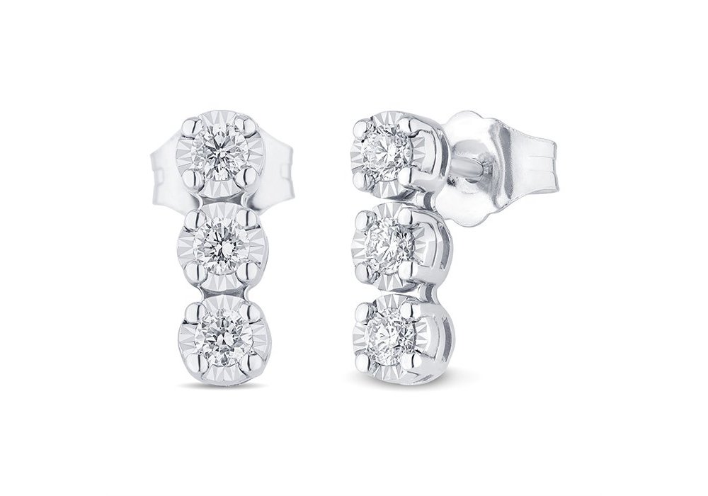 Bliss - Orecchini In Oro Bianco - Diamante - Rotondo