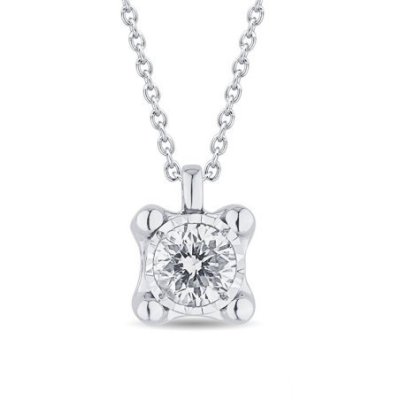 Bliss - Collana In Oro Bianco - Diamante Rotondo