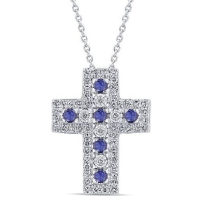 Bliss - Collana Croce - Oro Bianco - Diamante