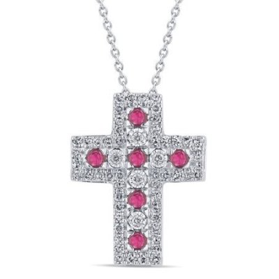 Bliss - Collana Croce - Oro Bianco - Diamante