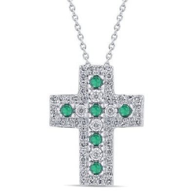 Bliss - Collana Croce - Oro Bianco - Diamante