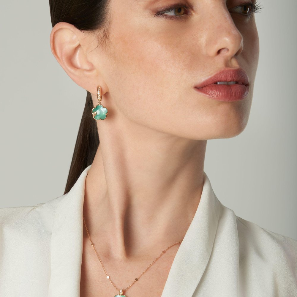 Pasquale Bruni - Orecchini Petit Joli Lunaire - 18K Rose Gold - Green Agate