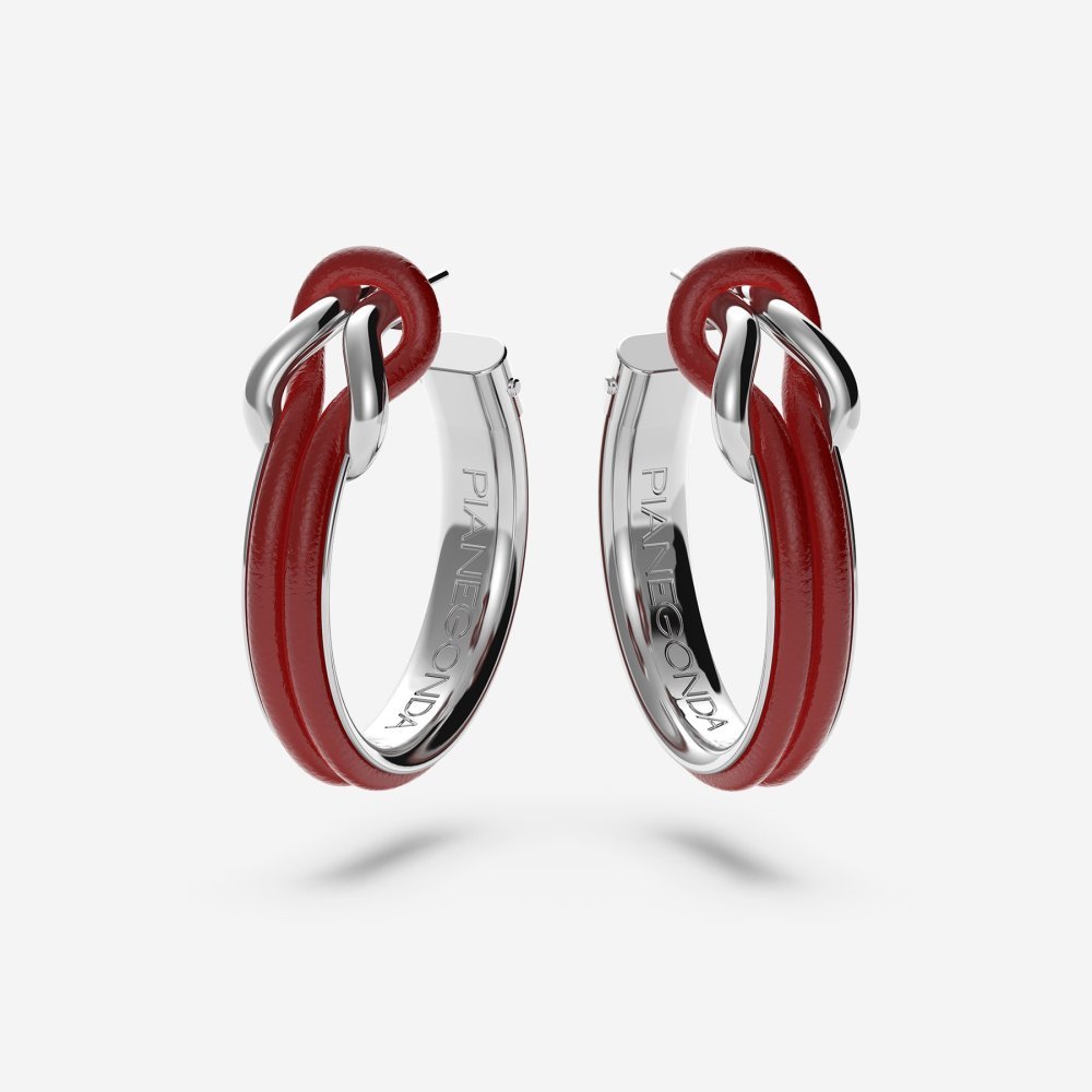 Pianegonda - Orecchini A Cerchio - Argento 925 - Pelle