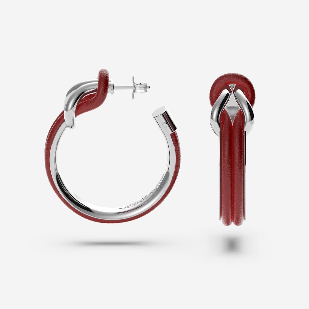 Pianegonda - Orecchini A Cerchio - Argento 925 - Pelle
