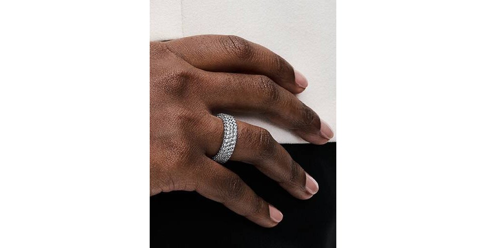 Anello Pavè Fascia Tripla