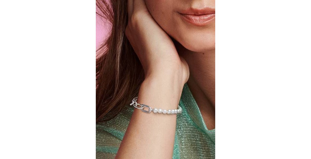 Bracciale Maglia Link con Perle d’Acqua Dolce Coltivate Pandora ME