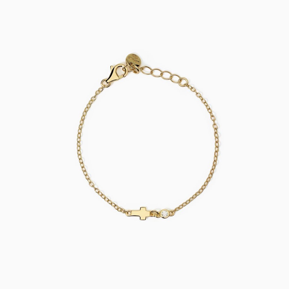 Mabina - Bracciale Croce Zircone - Argento 925 - Oro 18K