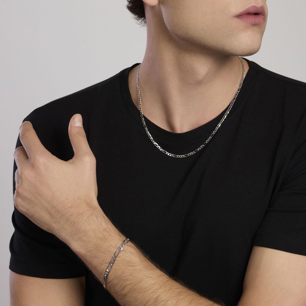 Mabina - Bracciale Uomo - Argento - Catena Figaro