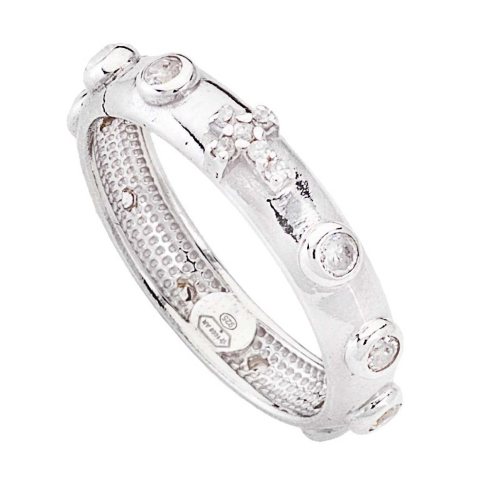 Amen - Anello Rosario Con Zirconi - Argento