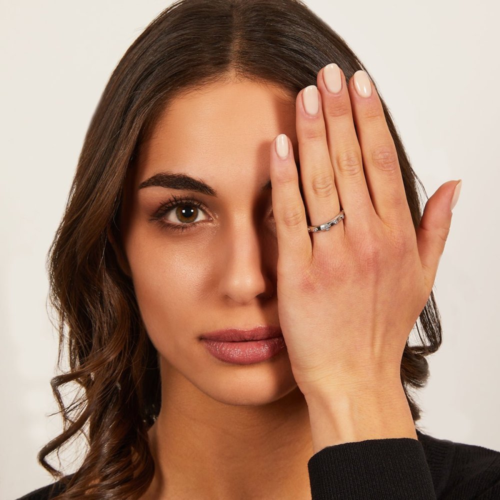 Amen - Anello Rosario Con Zirconi - Argento