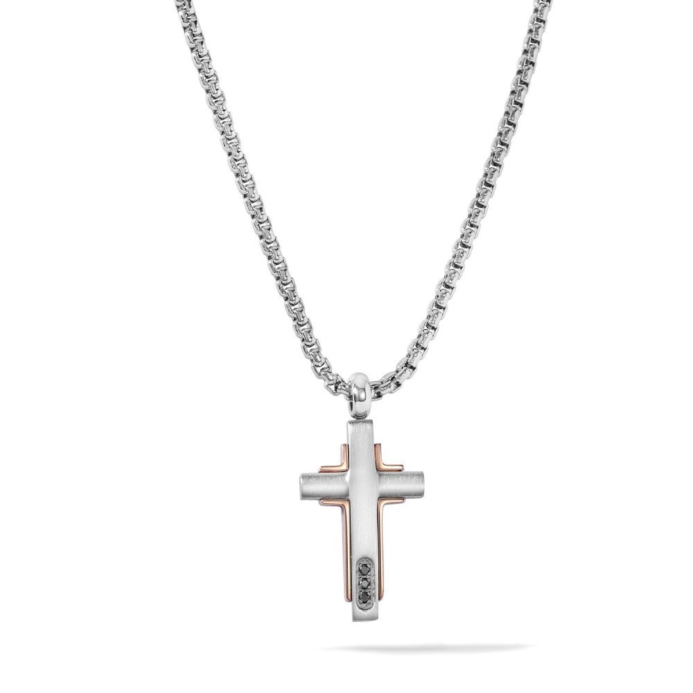 Comete Gioielli - Collana Croce - Acciaio - Zirconi