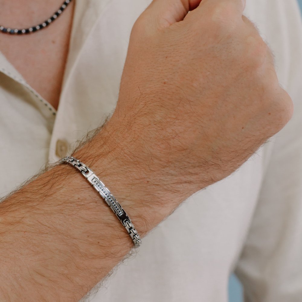 Comete Gioielli - Bracciale Acciaio - Zirconi Neri