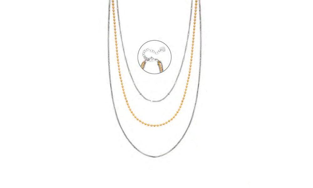 4Us Cesare Paciotti - Collana Tre Fili - Acciaio