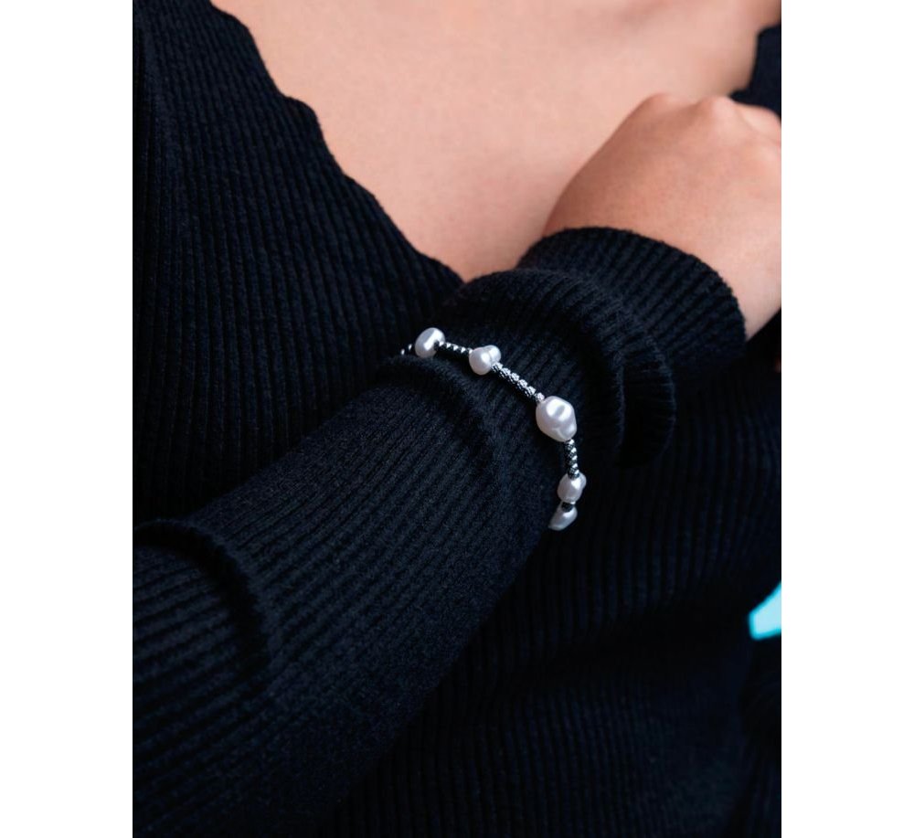 4Us Cesare Paciotti - Bracciale Acciaio - Perle