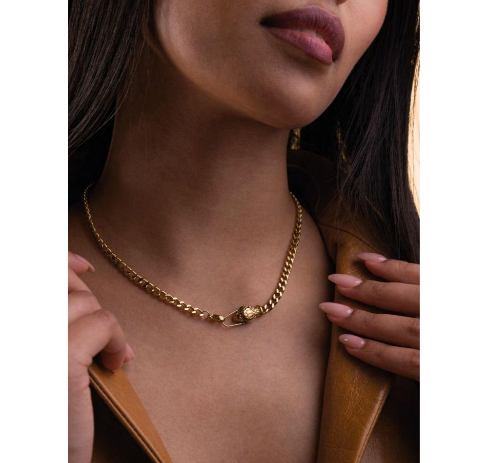 4Us Cesare Paciotti - Collana Serpente - Acciaio Dorato