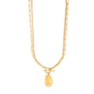 4Us Cesare Paciotti - Collana Schiacciata - Acciaio Dorato