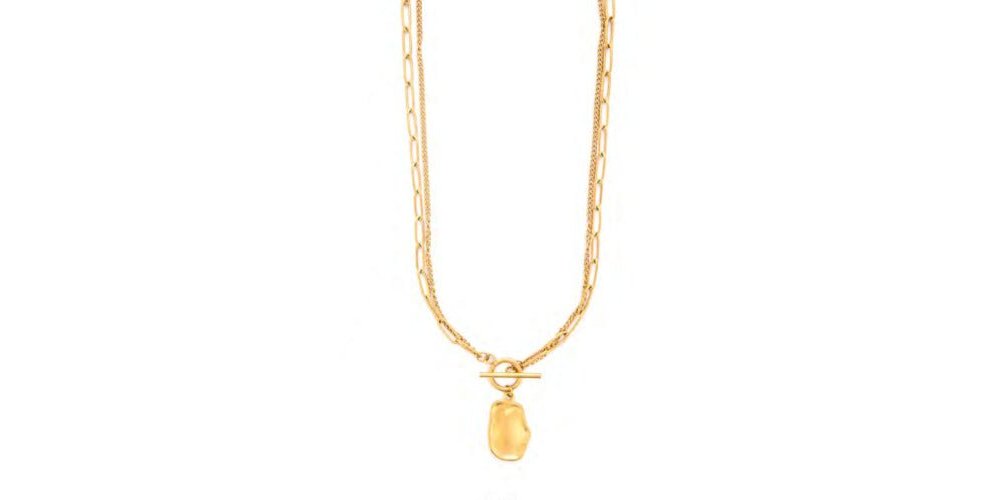 4Us Cesare Paciotti - Collana Schiacciata - Acciaio Dorato