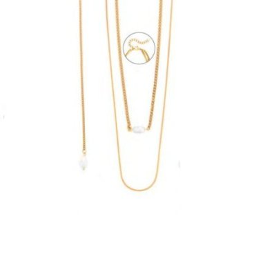 4Us Cesare Paciotti - Collana Due Fili - Acciaio Oro