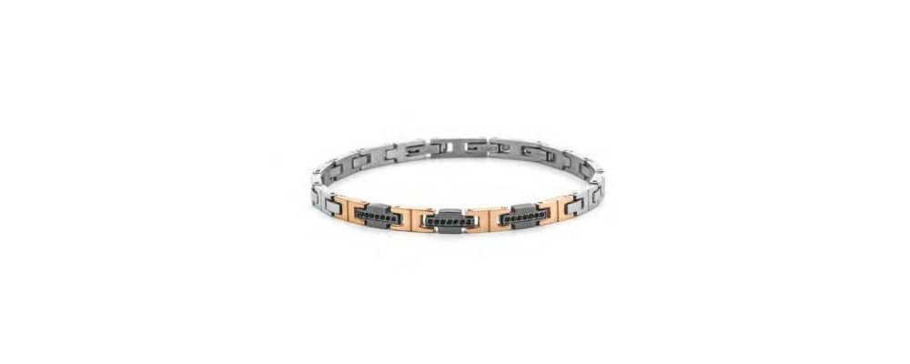 4Us Cesare Paciotti - Bracciale Uomo - Acciaio Zirconi