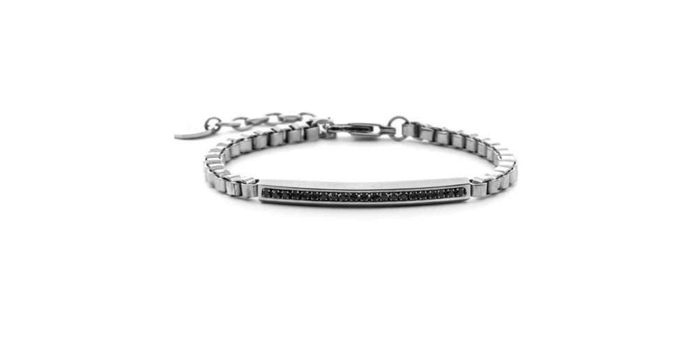 4Us Cesare Paciotti - Bracciale Uomo - Acciaio - Zirconi