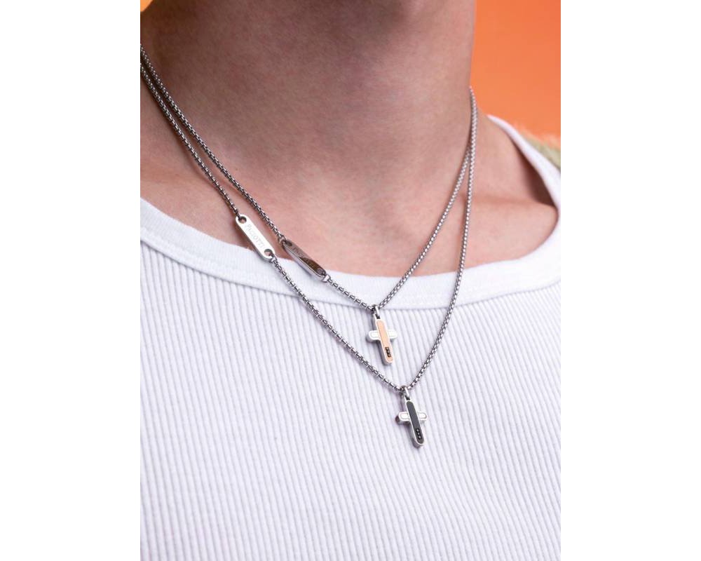 4Us Cesare Paciotti - Collana Croce - Acciaio Uomo