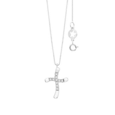 Comete Gioielli - Collana Croce - Oro Bianco - Diamanti