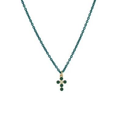 Rue Des Mille - Girocollo Croce Smalto - Oro 18Kt