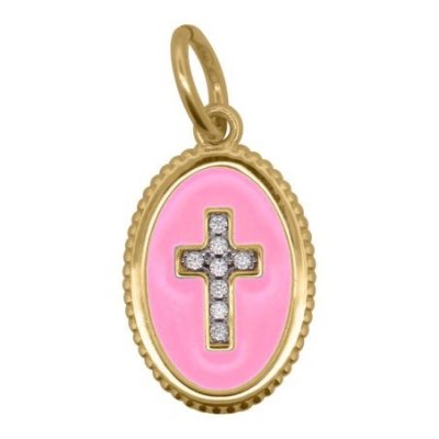 Rue Des Mille - Charm Cross Pink - Argento 925 - Smalto Rosa