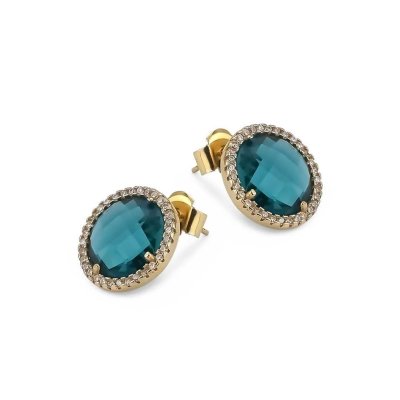 Boccadamo - Orecchini A Lobo Con Cristallo Verde - Bronzo Placcato