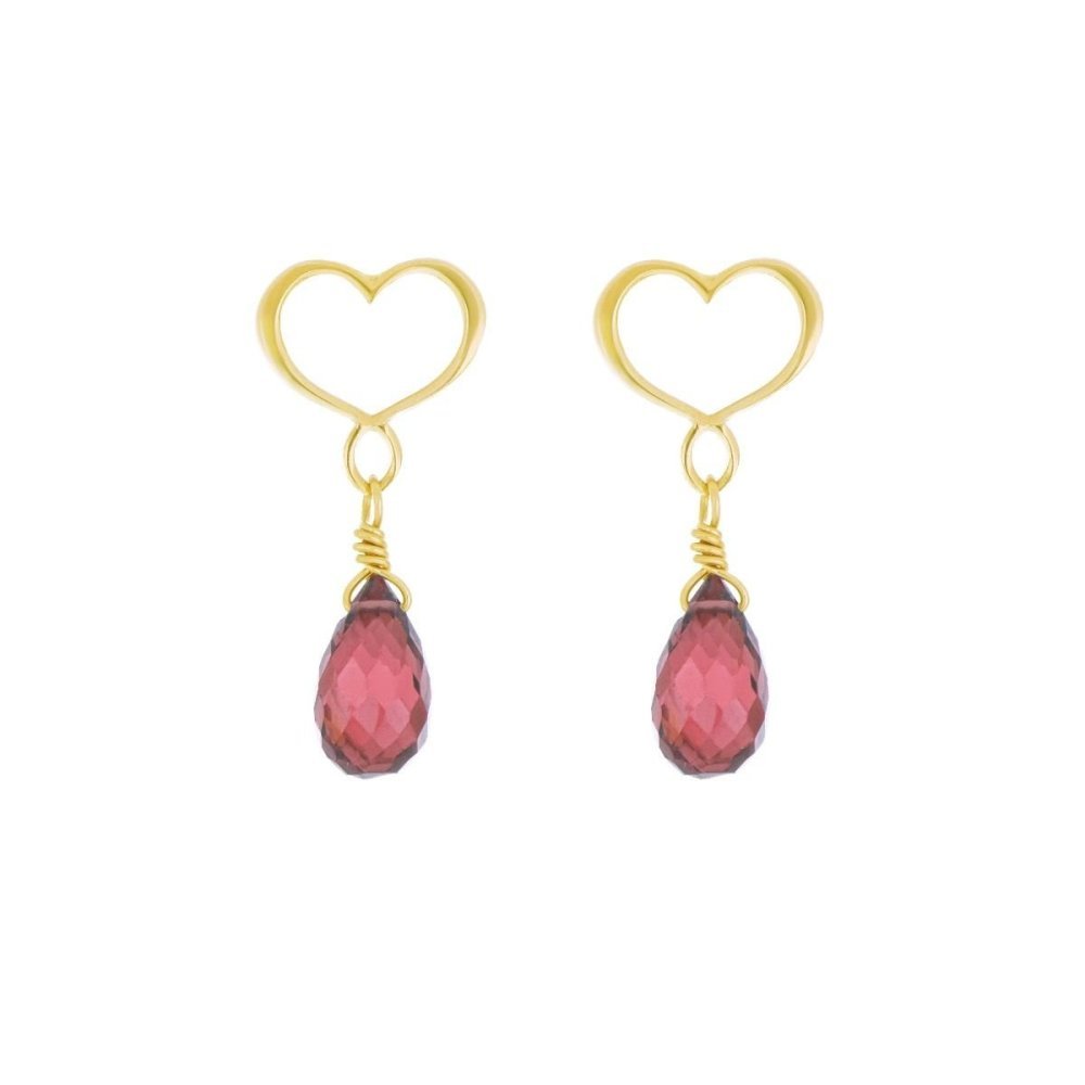 Maman Et Sophie - Orecchini Cuore - Granato Rosso