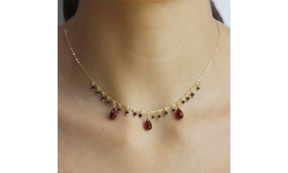 Maman Et Sophie - Girocollo Frange - Argento 925 - Granato