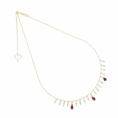 Maman Et Sophie - Girocollo Frange - Argento 925 - Granato