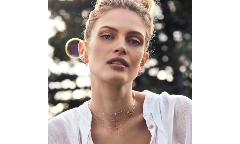 Maman Et Sophie - Girocollo Diamante - Oro Giallo - Blu