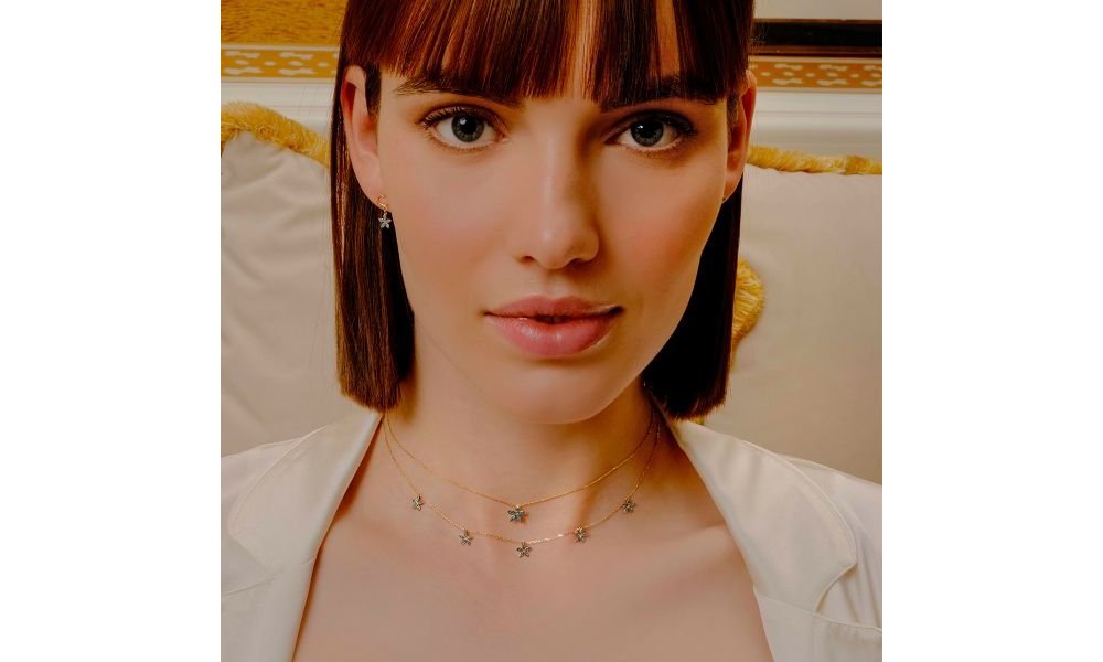 Maman Et Sophie - Girocollo Fiore - Oro 18Kt - Celeste