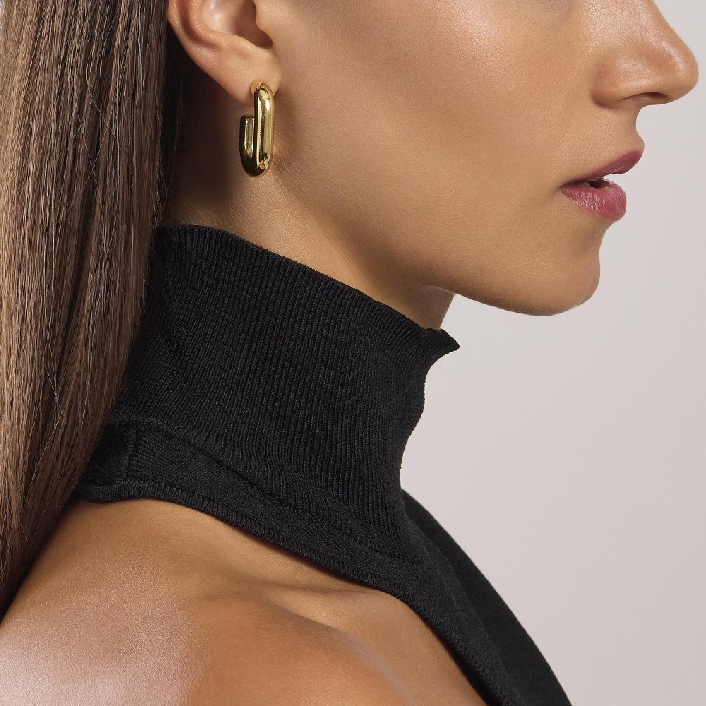 Kidult - Orecchini Rettangolari - Acciaio - Pvd Giallo