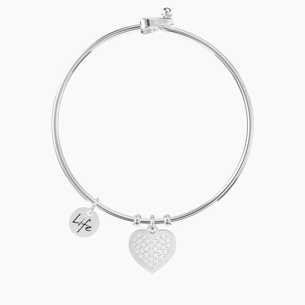 Kidult - Bracciale Rigido Con Cuore - Acciaio - Cristalli