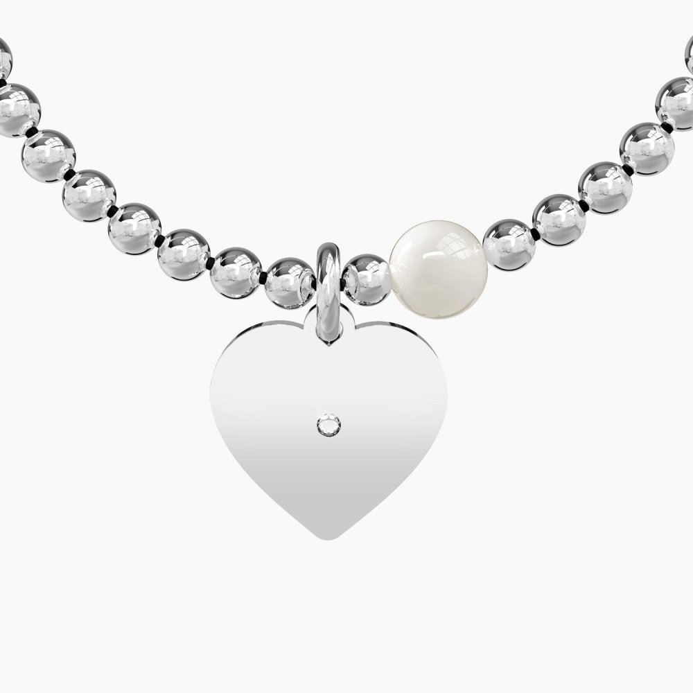 Kidult - Bracciale Elastico - Cuore - Perla