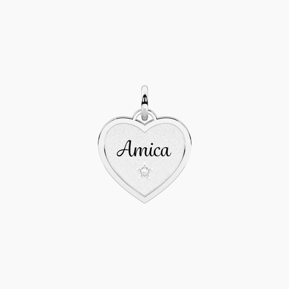 Kidult - Ciondolo Cuore Amica - Acciaio - Cristallo