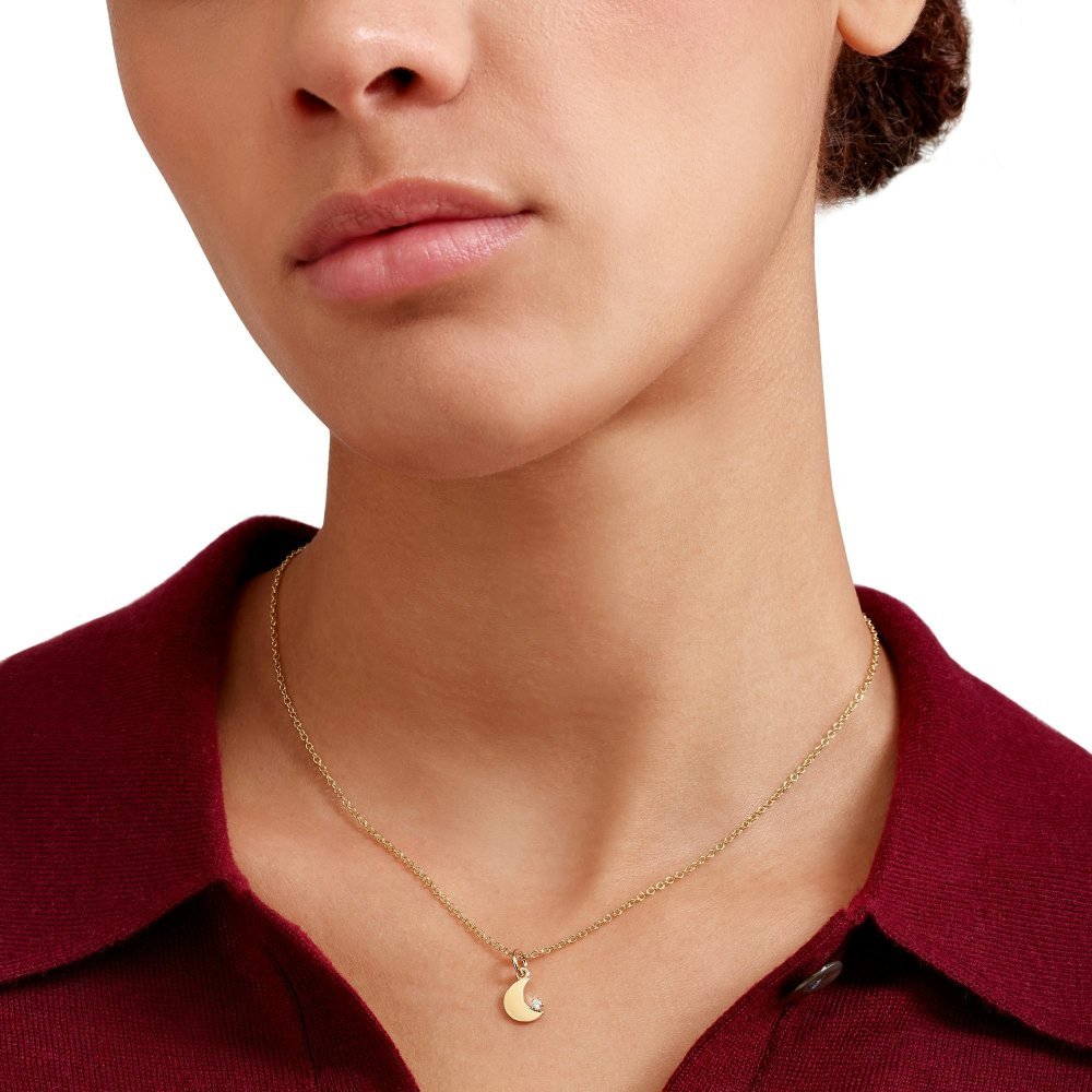 Dodo - Ciondolo Luna - Oro Giallo - Diamante